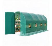 GarveeMore Serre tunnel de jardin 15x7x7 FT - Structure en acier galvanisé robuste - Bâche PE résistante - 8 fenêtres moustiquaires - Porte battante - Idéale toute l'année pour potager et maraîchage -