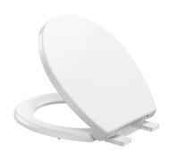 GarveeMore Siège de toilette rond 17" avec fermeture silencieuse, système Quick-Release et montage salutérieur - Blanc uni, compatible WC ronds standards
