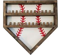 GarveeMore Vitrine Murale en Bois pour bagues de Championnat Baseball/Softball, présentoir 3 Niveaux avec 24 Supports, pour bagues, médailles, trophées & Souvenirs, 36 x 36 cm, Blanc