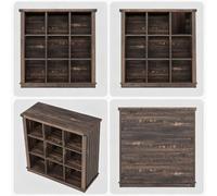 GarveeTech Bibliothèque Basse Cube Style Farmhouse en Bois - Étagère de Rangement 9 Cubes, 4 Niveaux, 37,4" (95 cm), autoportante - pour Salon, entrée, Chambre ou Bureau - Couleur: Noir Antique