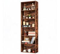 GarveeTech Bibliothèque Haute 6 Niveaux 181,5 cm, étagère Ouverte étroite Style Industriel - étagères réglables - Rangement Bureau/Salon/Chambre - Finition Bois Marron (Grain de Bois)