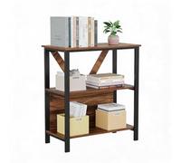 GarveeTech Bibliothèque Industrielle avec LED RGB dimmable, étagère Ouverte Bois/métal, autoportante pour Bureau/Salon/Chambre - Style Vintage - Couleur rétro, 3 Niveaux