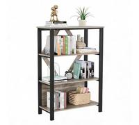 GarveeTech Bibliothèque Industrielle avec LED RGB dimmable, étagère Ouverte Bois/métal, autoportante pour Bureau/Salon/Chambre - Style loft - Gris, 4 Niveaux