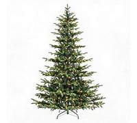 GarveeTech Sapin de Noël Artificiel, système Pliable, LED Blanc Chaud | Mélange d'aiguilles en PE/PVC avec branches denses, support en métal, nombre LED au choix et hauteurs de 135 à 180 cm