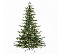 GarveeTech Sapin de Noël Artificiel, système Pliable, LED Blanc Chaud | Mélange d'aiguilles en PE/PVC avec branches denses, support en métal, nombre LED au choix et hauteurs de 135 à 180 cm
