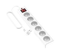 Garza 420029 power-base multiple Top de 6 prises schuko avec interrupteur, protection sobretensiones, câble 1.5 mm x 1.5 m, couleur, blanc, Medium