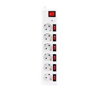Garza 420034 Power-Base Multiple Top de 6 Prises schuko avec interrupteurs indépendants, Protection sobretensiones, câble 1.5 mm x 1.5 m, Couleur, Blanc, Medium