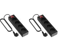 Garza 430063 Power-Base Multiple Basic de 4 Prises schuko, câble 1.5 mm x 3 m, Couleur, Noir, Medium (Lot de 2)