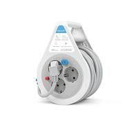 Garza - Enrouleur de câble design 10 m pour l'intérieur, 3 prises Schuko avec sécurité enfants et protection contre les surcharges, rallonge compacte et portable, jusqu'à 3000 W, 13 A