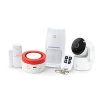 Garza - Kit Alarme Wi-FI 2,4 GHz avec caméra 1080p 360°, sirène 120 DB, capteurs de Mouvement et Ouverture Porte/fenêtre, contrôle Via app et Vocal