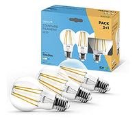 Garza Lot de 2 + 1 ampoules LED à filament décoratif standard, lumière chaude 2700 K, culot E27, 8 W 1060 lumens