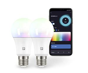 Garza - Lot de 2 ampoules LED Wi-Fi A60 11 W (75 W à incandescence) E27, RGB+CCT, intensité variable, programmable, commande vocale et par application, Alexa/Google, Wi-Fi 2,4 GHz, 1 060 lm