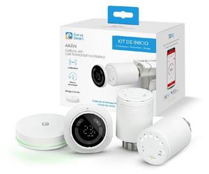 Garza - Lot de 2 têtes WiFi pour radiateurs + capteur portable + pont Zigbee, vanne thermostatique,via application etvocale, modes manuel/automatique, détection de fenêtre, protection antigel et auton