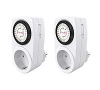 Garza - Minuterie analogique d'intérieur, Lot de 2, Prise programmable, Minuterie journalière (24h), Max 3680w, 16a/ 230v/ 50 Hz, Blanc