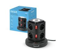 Garza - Multiprise Tour 11 en 1 avec 8 Prises Schuko, 2 USB-C PD20W et 1 USB-A, Charge Rapide, lumière Nocturne réglable, interrupteurs individuels et Parafoudre et Surtension