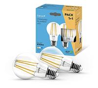 Garza - Pack 1 + 1 ampoules LED à filament décoratif standard, lumière chaude 2 700 K, culot E27, 7 W 810 lumens