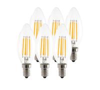 Garza - Pack 6 Ampoules LED Filament Bougie C37, Culot E14, Lumière Chaude (2700K), 4W, 470 Lumens, Angle de Diffusion 220º, IRC 80