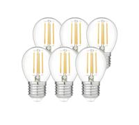 Garza - Pack 6 ampoules LED filament standard, douille E27, lumière chaude (2700k), 7W, 810 lumens, angle de diffusion de la lumière de 240º, IRC 80.