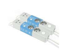 Garza - Pack de 2 multiprises 3 Prises + 2 Ports USB, avec Interrupteur, fiche Plate, fiche Multiple 1,4 mètre, Protection Enfant, Coloris Gris, Gamme Design