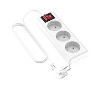 Garza Power- multiprise Basic de 3 Prises schuko, câble 1.5 mm x 5 m, Blanc