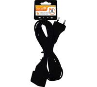 Garza - Rallonge électrique d'intérieur 5 m, 2 300 W/10 A, sans mise à la terre, protection enfant, IP20, compacte et sûre pour un usage domestique, noir