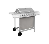 Gasbarbecue met 6 branders zilverkleurig48555