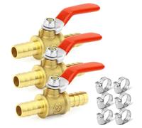 GASHER 3pièces 6mm pouce soupape à bille en laiton à barbe lourde avec 6pièces pinces poignée de fonctionnement à 90 degrés
