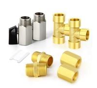 GASHER 8 Pièces 1/4 Inch BSP Brass Pipe Fitting, Female and Male Thread Mini Ball Valve, Barstock Tee Brass Pipe Fitting and Air Hose Fitings