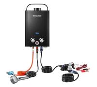 GASLAND BE158BP60-DE - Chauffe-eau instantané au gaz sans réservoir 6L 50 mbar, chauffe-eau LPG portable avec pompe à eau 12V pour douche de camping/voyage en camping-car/lavage de chevaux
