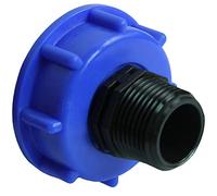 GASMIS Raccord S60x6 Avec Embout Mamelon Mâle/Mâle 1" 33,25 mm, pour Cuve IBC Récupération d'Eau de Pluie 1000 Litres, Bleu, 1 Pièce