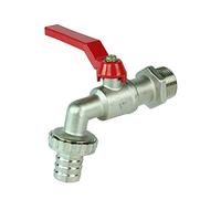 GASMIS Robinet à Boisseau de Haute Qualité - Fabriqué en Italie - Robinet de Jardin en Laiton 1" 33,25mm - avec Embout Tuyau cannelé, pour Extérieur et Intérieur, Rouge, 1 Pièce
