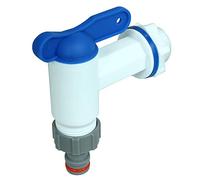 GASMIS Robinet d'écoulement pour citerne d'eau de pluie, robinet de rechange en plastique, robinet pour réservoir d'eau de pluie - avec joint, écrou et raccord de robinet 3/4" 26,44 mm, blanc, 1 pièce