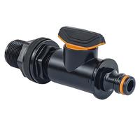 GASMIS Traversée de Cuve avec Robinet d'Arrêt, 3/4" mâle 26 mm - pour Cuve de Récupération d'eau de Pluie, Passe Paroi avec écrou et Joint, 1 Pièce