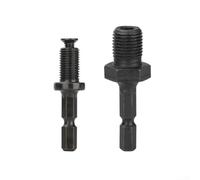 Gastagrav Lot de 2 adaptateurs de mandrin à tige hexagonale de 6,35 mm à 9,5 mm et filetage mâle de 6,35 mm à 1,27 cm, fonction de verrouillage brevetée, serrage sécurisé empêchant le desserrage du
