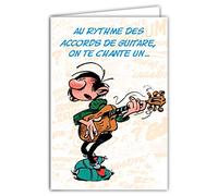 Gaston Lagaffe Carte Anniversaire Guitare Musique Avec Enveloppe Illustrée 17,5x12cm - Avec Enveloppe Illustrée 17,5x12cm - Fabriqué en France - GLCT-0155