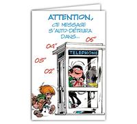 Gaston Lagaffe GLCT-0145 Carte d'anniversaire avec Motif Message Bombe Explosion Téléphone