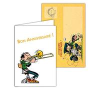 Gaston Lagaffe GLCT-6066 Carte d'anniversaire pour Tous les âges avec Dessin Vintage Origine avec Motif Trombone Musicien