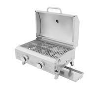 Gastro Barbecue à gaz, Barbecue à gaz professionnel, Rôtissoire, Barbecue de table, Barbecue à gaz de table avec 2 brûleurs - Grille en acier inoxydable de 55x45 cm, pliable et portable, avec pierre à