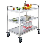 GastroHero Chariot de service Chariot de transport 3 étages en acier inoxydable FR-S3ECO