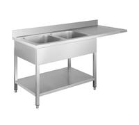 GastroHero Plonge passage lave-vaisselle Basic 16x7 avec 2 bacs à gauche | CHR Fournitures de la restauration