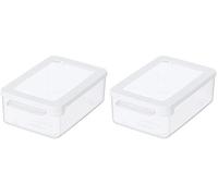 Gastromax Boîte hermétique alimentaire en plastique - Contenant réutilisable de conservation des repas qui passe au micro-ondes - Rangement empilable avec couvercle - 1 l - Transparente (Lot de 2)