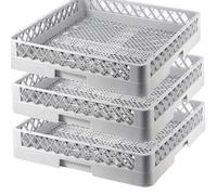 Gastronette Lot de 3 paniers à vaisselle pour verres, couverts, tasses, paniers fins sans division, 50 x 50 cm, panier à couverts pour lave-vaisselle commercial, pour couverts et petites pièces