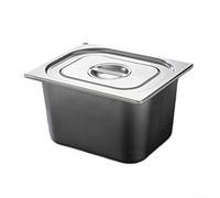 Gastronorm Lot de récipients avec couvercle, empilables, 17 x 16 x 10 cm, passent au lave-vaisselle, polyvalents pour mariner, servir des portions, organisation de cuisine peu encombrante, argent