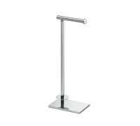 Gatco 1443C Modern Square Base Toilet Paper Holder Stand with Storage, Chrome, 21.13" H