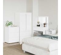 Gatherant Armoire de rangement, blanc brillant, avec 3 tiroirs, 60 x 48 x 81 cm, matériau en bois pour salon, bureau, couloir et cuisine, organiseur, buffet avec espace de rangement et étagère