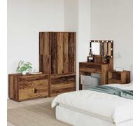 Gatherant Armoire de rangement en bois vieilli, 80 x 48 x 57 cm, avec 2 tiroirs, buffet pour salon, bureau, couloir, cave et cuisine, casier multifonction fonctionnel pour l'ordre et l'espace de