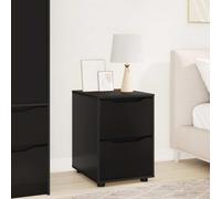 Gatherant Armoire de rangement, noire, 40 x 48 x 57 cm, en bois massif, 2 tiroirs, commode avec compartiment, buffet multifonction pour bureau, salon, couloir, cave avec espace de rangement et étagère