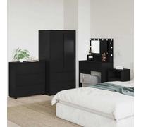Gatherant Armoire de rangement noire en bois 80 x 31 x 81 cm avec 3 tiroirs et espace de rangement, buffet polyvalent pour salon, bureau, couloir, cuisine, stable et pratique