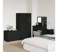 Gatherant Armoire de rangement noire en bois 80 x 48 x 57 cm avec 2 compartiments et tiroir, commode polyvalente pour salon, bureau, couloir, cuisine, cave pour rangement pratique et rangement