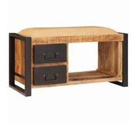 Gatherant Banc en bois massif bicolore avec espace de rangement de 80 cm de long et design industriel élégant, idéal pour le couloir et l'entrée, offre de la place pour les chaussures et l'ordre